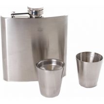 Flasque à whisky en inox avec 2 gobelets