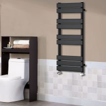 Flat Panel Heated Towel Rail Bathroom Rad Radiator Black 1000x450mm