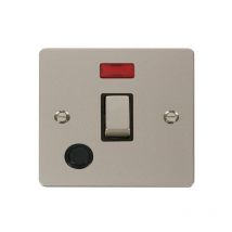 Se Home - Flat Plate Pearl Nickel 1 Gang 20A Ingot dp Switch With Flex With Neon - Black Trim