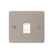 Flat Plate Pearl Nickel Rj11 Socket - White Trim Se Home
