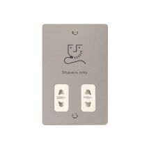 Flat Plate Pearl Nickel Shaver Socket 115v/230v - White Trim - SE Home