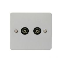 Flat Plate Polished Chrome Twin Isolated Coaxial Socket - Black Trim Se Home