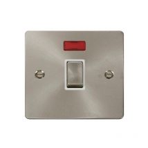 Se Home - Flat Plate Satin / Brushed Chrome 1 Gang 20A Ingot dp Switch With Neon - White Trim