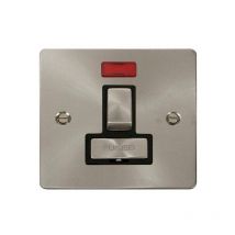 Se Home - Flat Plate Satin / Brushed Chrome 13A Fused Ingot Connection Unit Switched With Neon - Black Trim