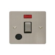 Se Home - Flat Plate Stainless Steel 1 Gang 20A Ingot dp Switch With Flex With Neon - Black Trim