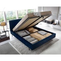 Lisa Design - Flavio - lit coffre - 160x200 cm - sommier inclus - en velours - bleu roi