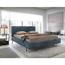 Flavio - lit coffre - 180x200 cm - sommier inclus - en velours - bleu grisé