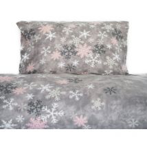 Fleece Bettwäsche aus 100% Polyester Bezug mit Schneeflockenmotiv in Grau 155x220 cn