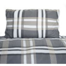 Cofi 1453 - Fleece-Bettwäsche in Anthrazit mit kariertem Muster mit Reißverschluss 100% Polyester 200x220 cm