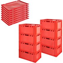 Kingpower - Fleischkiste E3 mit Deckeln Fleischkiste Rot Fleischerkiste Fleischkisten Kiste Fleischkiste Eurobox Lebensmittelecht 60 x 40