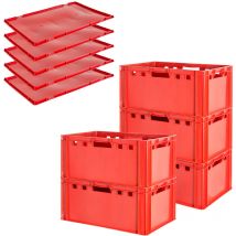 Kingpower - Fleischkiste E3 mit Deckeln Fleischkiste Rot Fleischerkiste Fleischkisten Kiste Fleischkiste Eurobox Lebensmittelecht 60 x 40