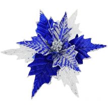 Rubberskin - Jeffergarden Fleur à Paillettes de Noël, Poinsettia Authentique avec Clips pour Bricolage, Couronne de Noël, Décoration de Fête à