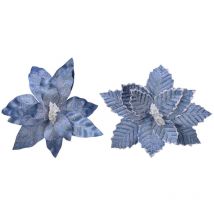 Kaemingk - Fleur de pâques en polyester bleu effet glacé ø34x6cm 2 modèles assortis