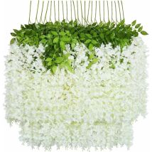 Fleurs Artificielles, 24 Pièces Artificielles Faux Glycine Vigne Suspendus Fleurs En Soie Décor De Fête De Mariage À La Maison (24 Pièces, 110 Cm / 