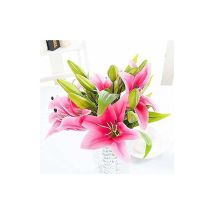 Fleurs Artificielles Faux Fleurs de Lys 5 Bouquets Faux Bouquet de Fleurs Real Touch Latex Artificial Lilies Flowers Faux Bouquets de Mariage Lily
