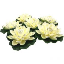 Fleurs de Lotus artificielles flottantes en mousse, avec ornements de nénuphars, blanc ivoire, parfaites pour le patio, l'étang, la piscine,