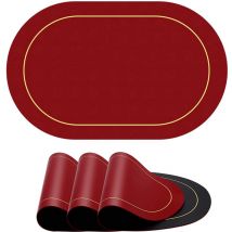 Lot de 4 sets de table, sets de table lavables, sets de table en cuir coloré double face, sets de table lavables (rouge et noir) pour tables à manger