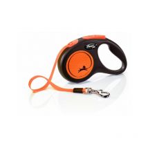 Laisse New Neon s Tape 5 m black/ neon orange Flexi CL11T5-251-S-NEOOR