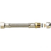 Flexible Tressé Inox série plus - Sanitaire/Plomberie - Tuyau Ø8mm avec joint - Femelle/Bague 15x21 - bague 14mm - 300mm
