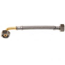 Flexible Tressé Inox Coudé série PLUS - Sanitaire - Tuyau Ø8mm avec joint - Femelle/Femelle 15x 21 - 300mm