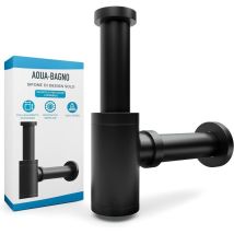 Flexibler Siphon Für Waschbecken – Ablaufgarnitur Für Waschbecken – Geruchsdichter Siphon Mit Reinigungsöffnung – Design: Matt Schwarz