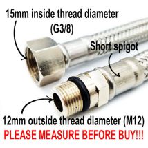 Flexibler Stahlgewebeschlauch 3/8"xm12, Länge 60 Cm