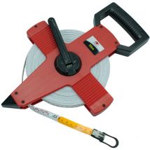 Dönges Glasfaserbandmaß mit Haken, 50 m, Bandbreite 13 mm