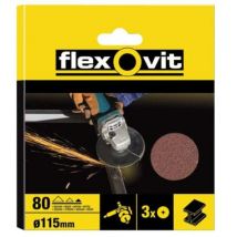 Flexovit Aluminium Oxide Fibre Disc 115mm Medium 50G (Pack 3)