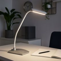 Lampe De Table Led Touchdimmer 3 Niveaux Lampe De Chevet Blanche Réglable, 5w 450lm Blanc Chaud, Lxlxh 16,5x10,8x58 Cm