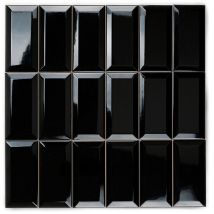 Fliese Gläzende Schwarze Mit Facette 7,5x15 7,5x15 Cm