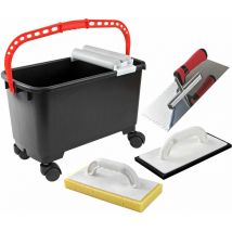 Fliesenwaschset 4-tlg. mit Eimer Fliesen-Reinungs-Set Zahnkelle Waschbrett