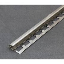 Proline - Fliesenschiene als Rundkantenprofil, Edelstahl (V2A) gebürstet, Länge 2,50 m 12,5 mm Fliesenprofil