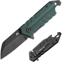 Flissa Couteau De Poche Multifonction, Couteau Pliant Avec Manche En G10, Ouvre-bouteille, Clip De Ceinture, Cadeau D‘outil Pour Camping, Randonnée, 