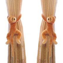 Aiperq - fliti Pair Curtain Tieback Hooks, Monkey Curtain Clips Rope Animal Curtain Accessories Holder Decorative Curtain Holdback for Kids Room