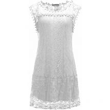 FLO - Women's Mini Lace Summer Sleeveless Casual Dress, White xl