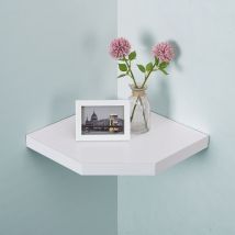 Spot On Dealz – Floating Corner Wall Shelf – White – MDF/Chipboard – Max Load 5 kg – Easy Wall Mounting – Contemporary Style