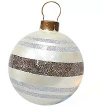 Cyslmuk - Flocons de neige argent Boule de Noël gonflable géante - Décoration d'extérieur/intérieur pour mariage, festival, cour, jardin - Avec pompe
