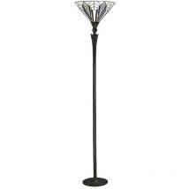 Interiors 1900 - Interiors Astoria - 1 Light Floor Lamp Uplighter Black, Tiffany Style Glass, E27