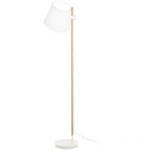 Floor lamp Axel Wood, white fabric 1 bulb 168cm