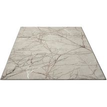 Floornovo Hochflor Teppich Beige Blattmuster - 170 X 120 Cm - Besonders Weicher Teppich Wohnzimmer & Badezimmerteppich - Pflegeleicht - Vielseitig 