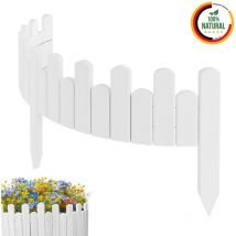 Floranica - Beeteinfassung Holz Rollzaun Holzzaun 100 x 15 cm Weiß imprägniert Flexible Rasenkante Rollborder Palisade Gartenzaun Umzäunung für Garten
