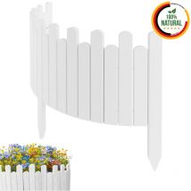 Floranica - Beeteinfassung Holz Rollzaun Holzzaun 100 x 40 cm Weiß imprägniert Flexible Rasenkante Rollborder Palisade Gartenzaun Umzäunung für Garten