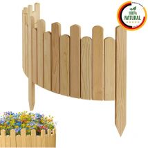 Floranica - Beeteinfassung Holz Rollzaun Holzzaun 100 x 30 cm Natur imprägniert Flexible Rasenkante Rollborder Palisade Gartenzaun Umzäunung für