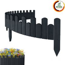 Floranica - Beeteinfassung Holz Rollzaun Holzzaun 200 x 15 cm Antrazit imprägniert Flexible Rasenkante Rollborder Palisade Gartenzaun Umzäunung für