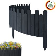 Floranica - Beeteinfassung Holz Rollzaun Holzzaun 200 x 30 cm Antrazit imprägniert Flexible Rasenkante Rollborder Palisade Gartenzaun Umzäunung für