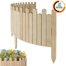 Floranica - Beeteinfassung Holz Rollzaun Holzzaun 200 x 40 cm Unbehandelt unimprägniert Flexible Rasenkante Rollborder Palisade Gartenzaun Umzäunung