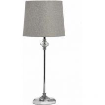 Florence Chrome Table Lamp - Glass/Metal - L20 x W20 x H52 cm - Cream/Grey/Silver