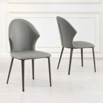 Set of 2 Florence Grey Faux Leather Dining Chair