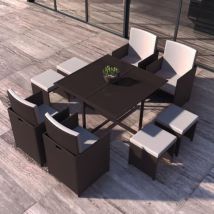 Concept-usine - Gartenmöbel zum Ineinanderschieben, braun/weiß, 8 Plätze florida