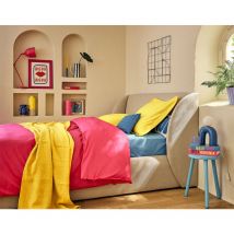 Florina - lit coffre - 180x200 cm - sommier inclus - en tissu - beige